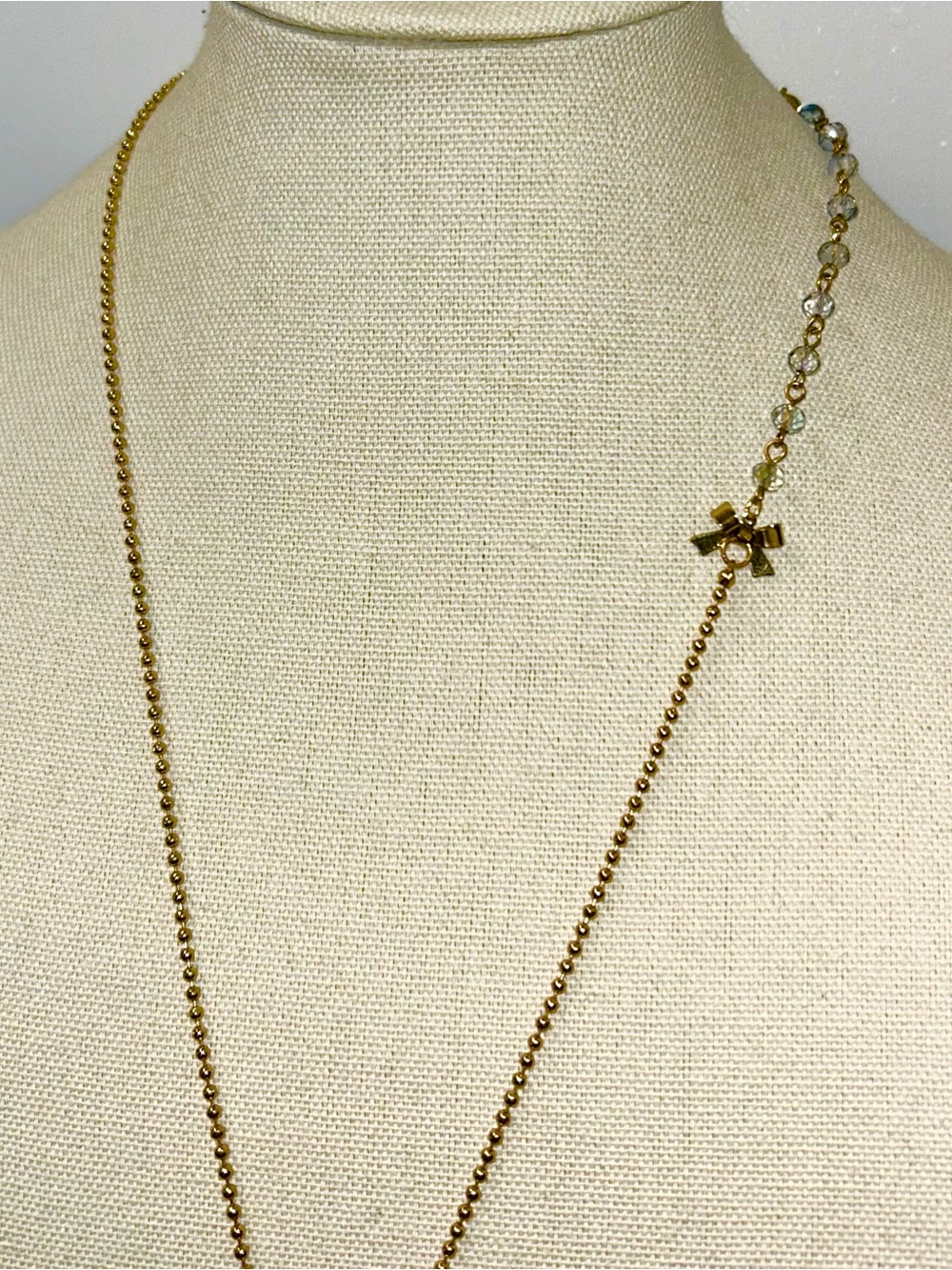 Betsey Johnson Gold Key Necklace with Multicolor Stones - Picture 3 of 6